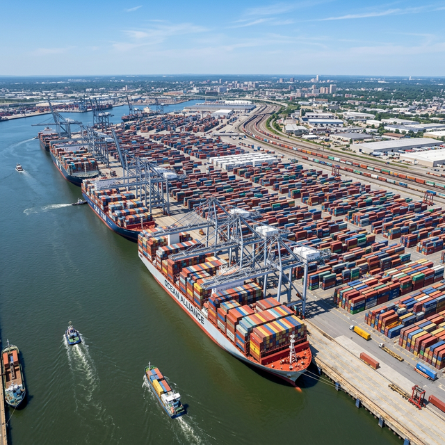 Container ship operations at port